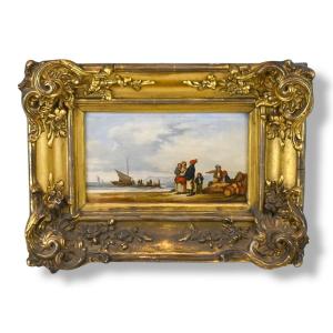 Scena Marittima - Olio Su Tela - Scuola Olandese XIX Secolo